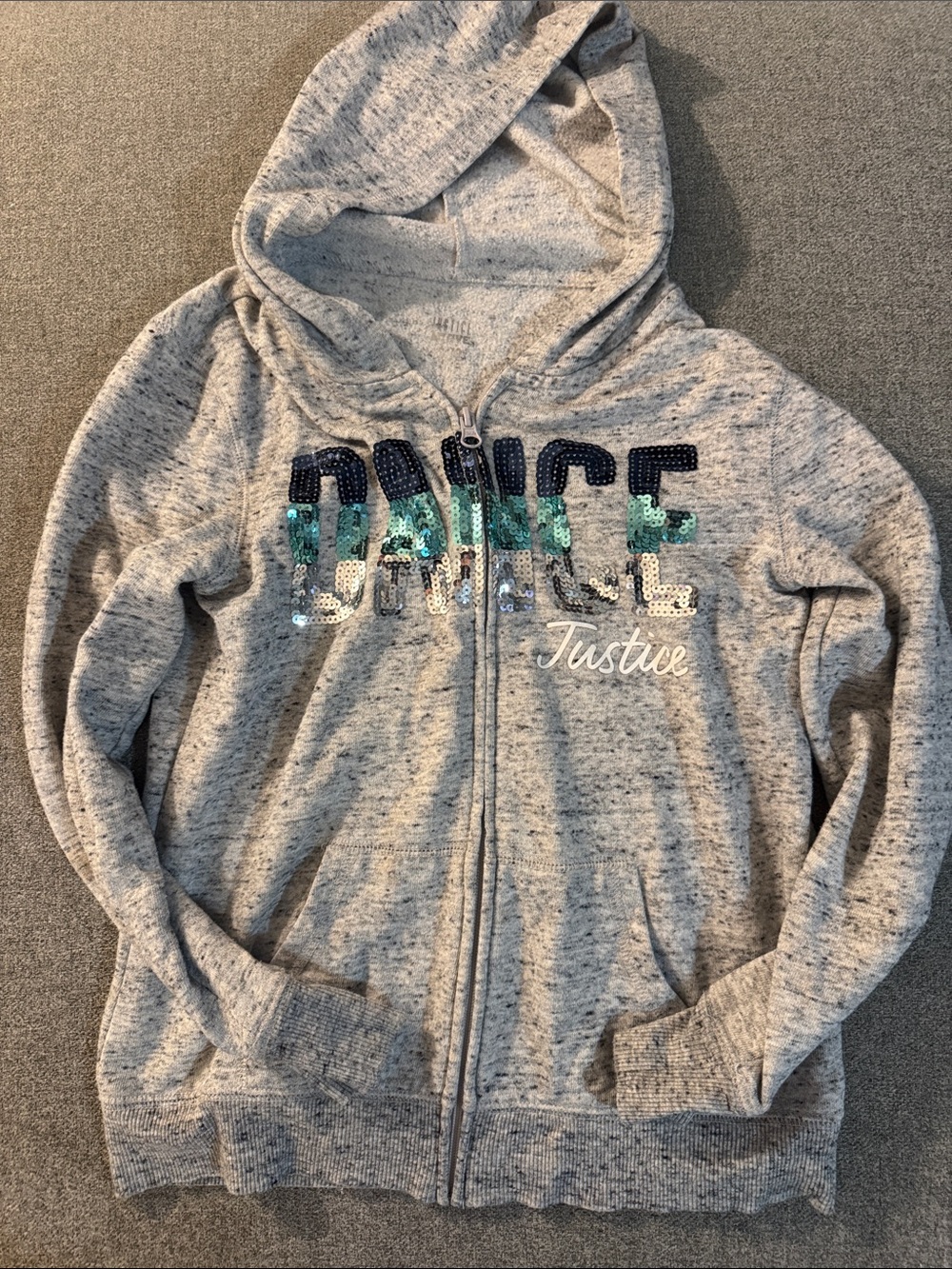5/$15- Justice Gray Sequin 'Dance' Zip-Up Hoodie for Kids